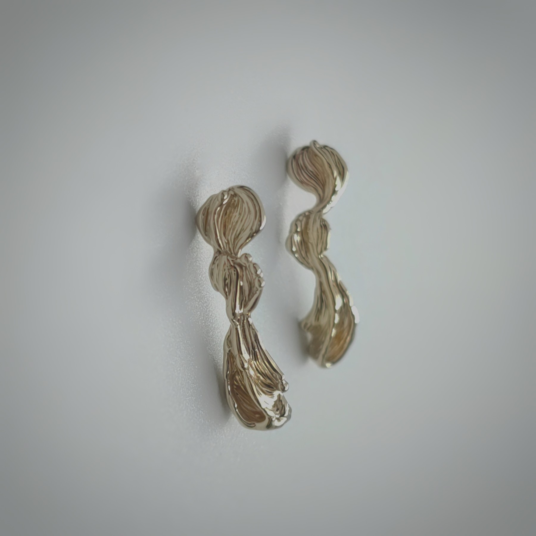 Stud Long Organic Gold Earrings • Unique 1/1