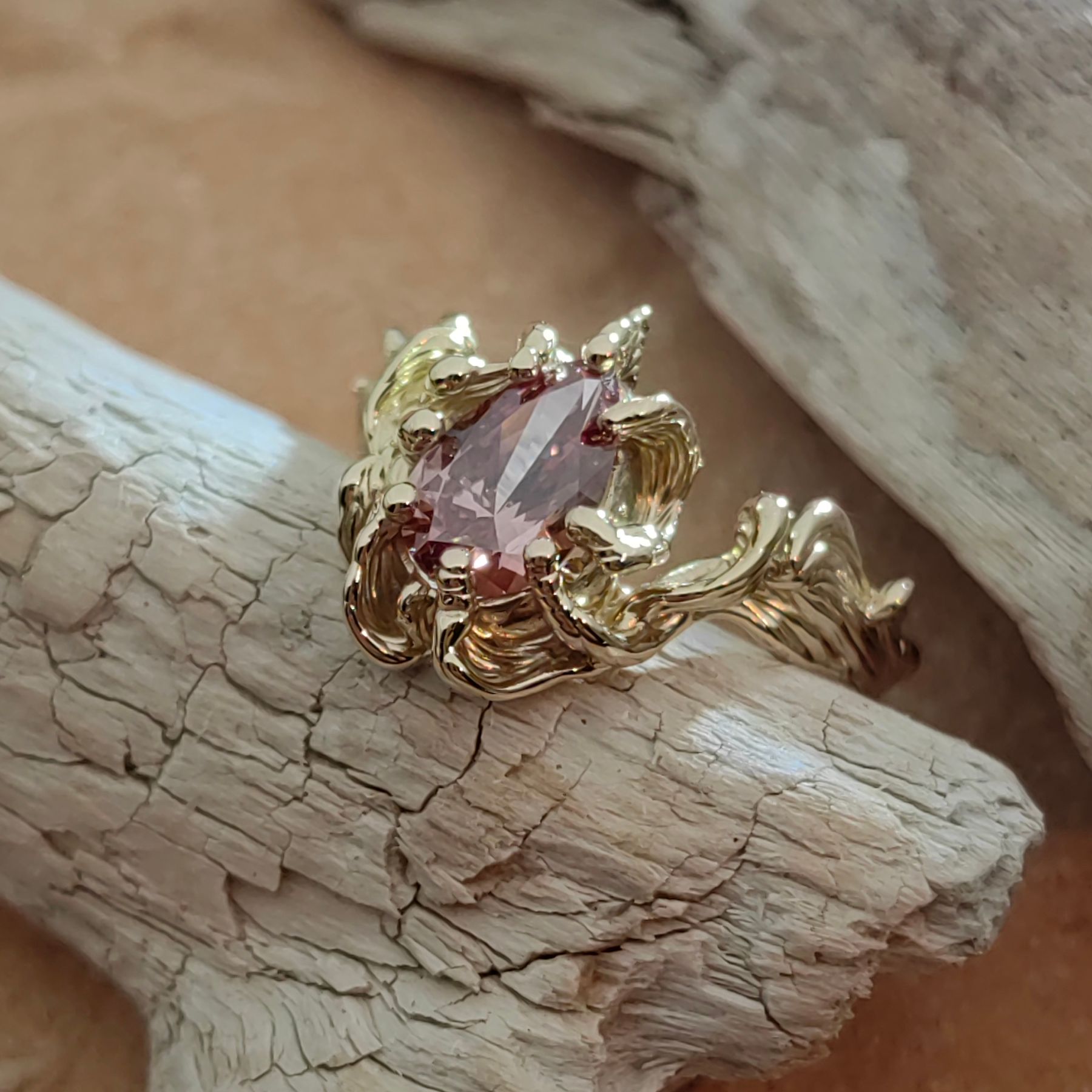 Engagement 1.13ct Rose Diamond Handcrafted Gold Ring • Size 60 • Unique 1/1