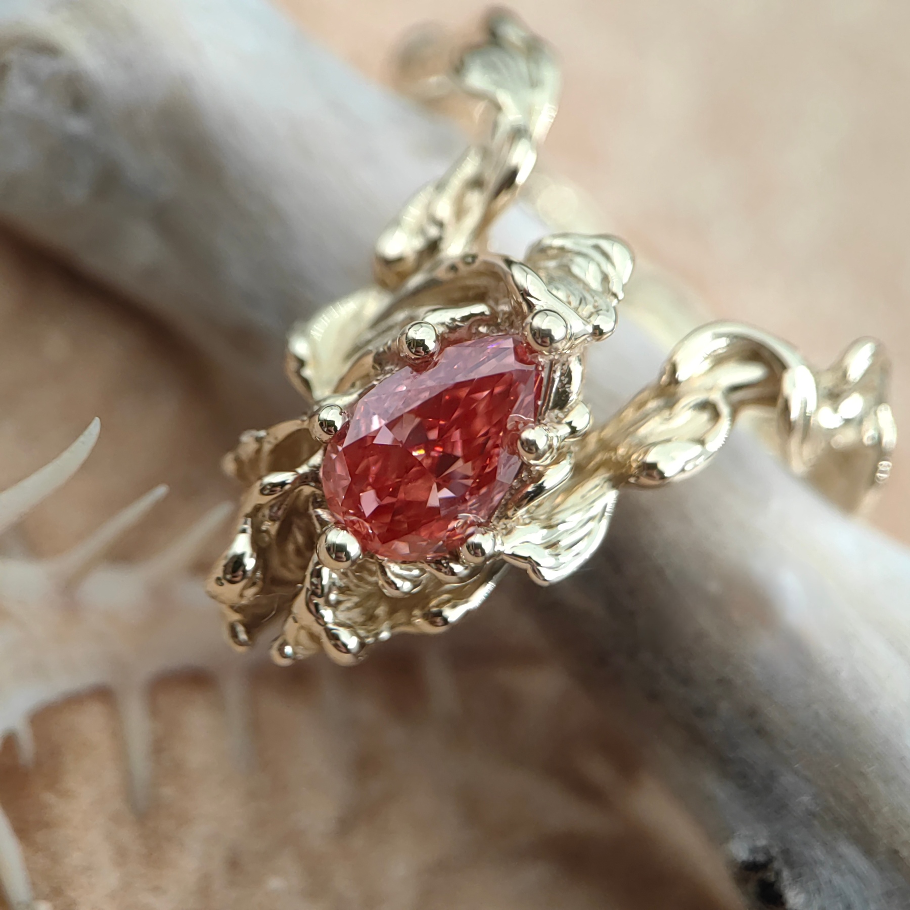 Engagement 1.12ct Pink Diamond Statement Gold Ring • Size 59 • Unique 1/1 Engagement 1.12ct Pink Diamond Statement Gold Ring • Size 59 • Unique 1/1