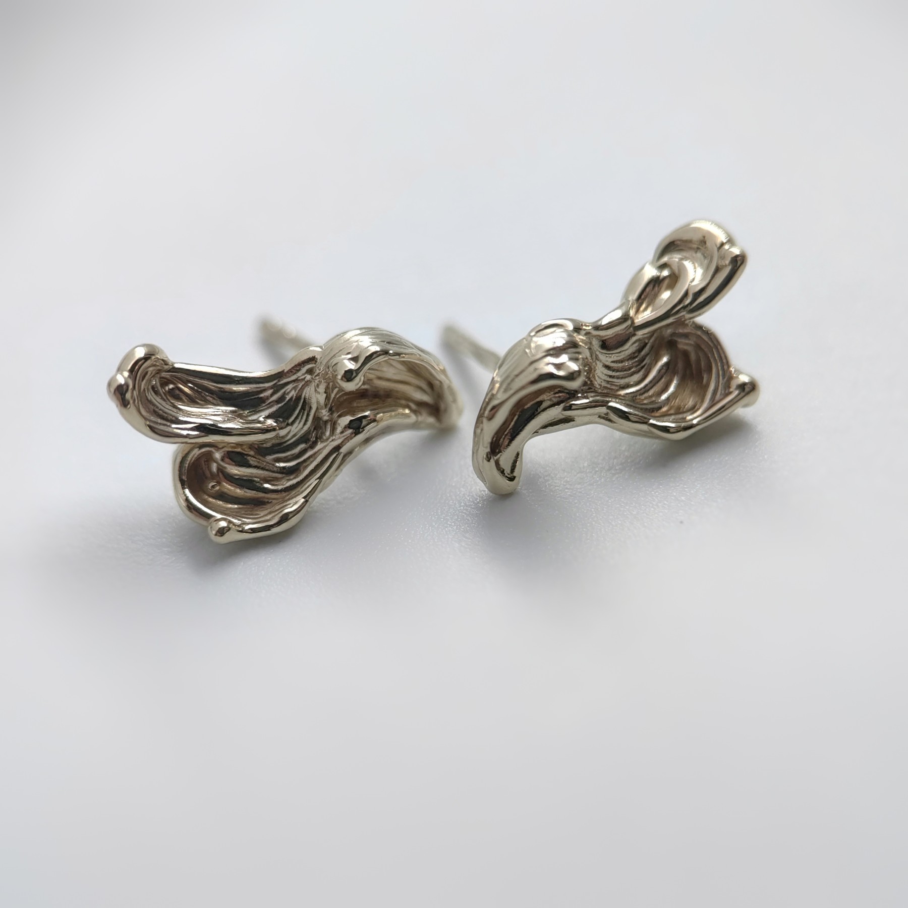 Stud Organic Sculptural Gold Earrings • Unique 1/1