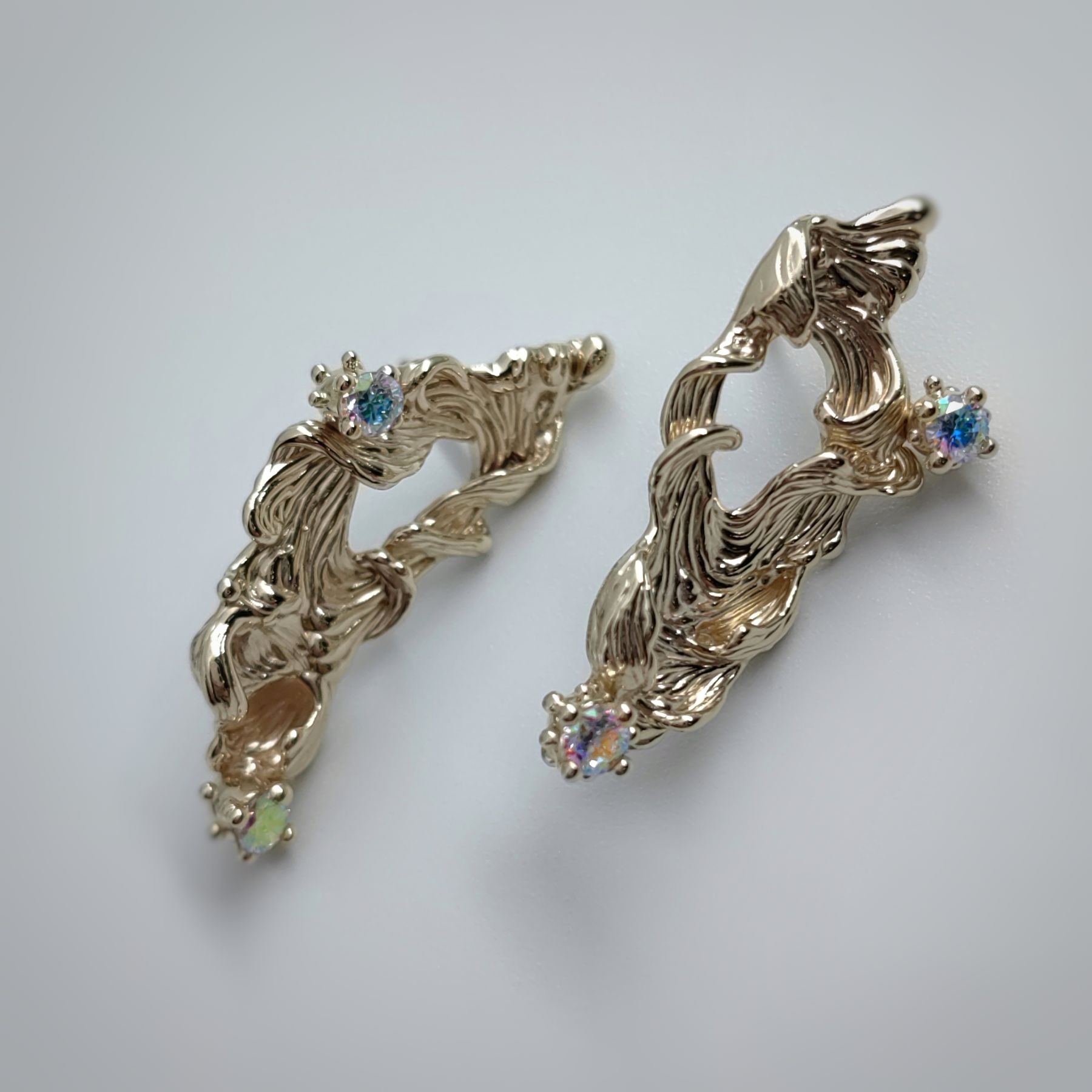 Statement Stud 3mm Mermaid Gold Earrings • Unique 1/1