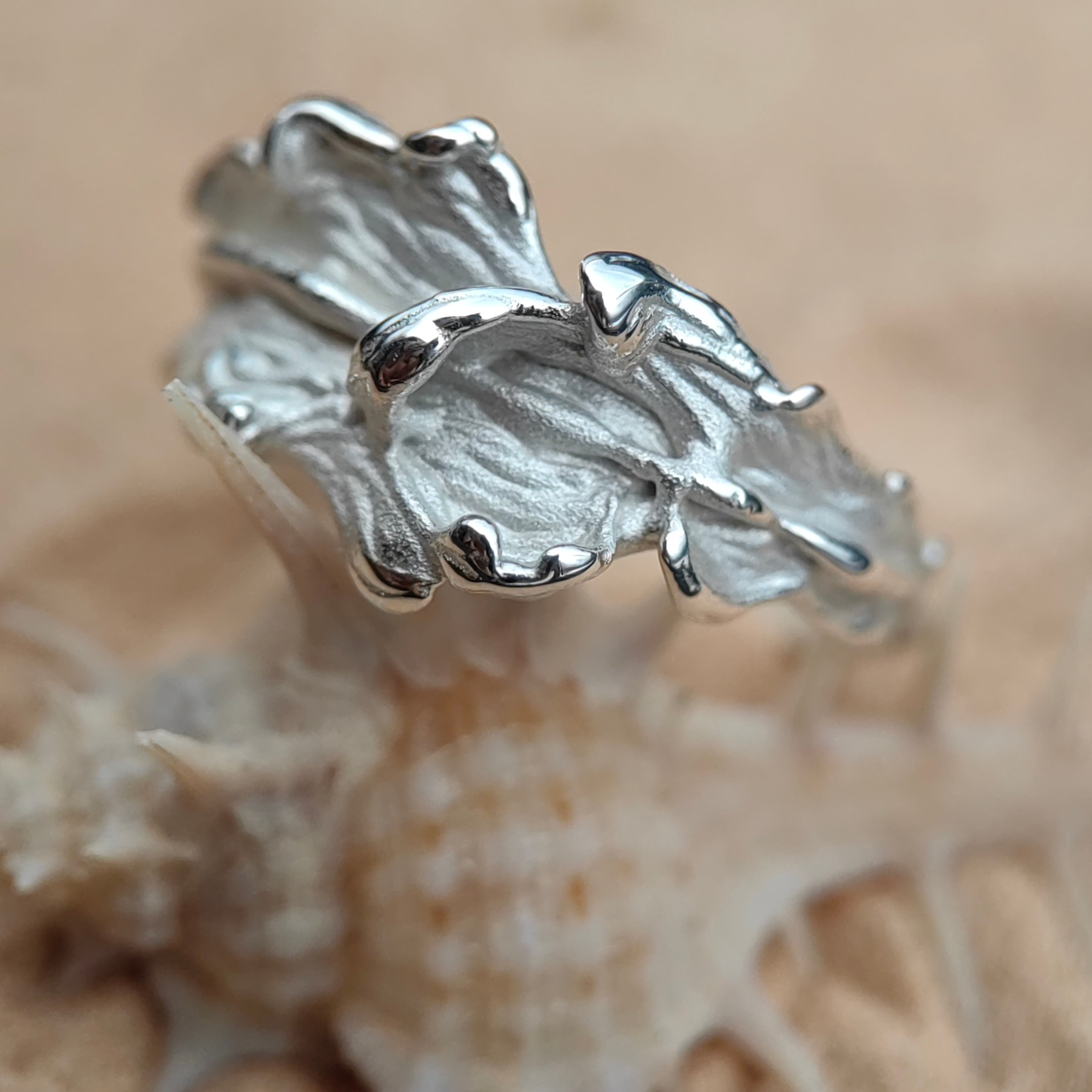 Statement Sculptural Organic Silver Band Ring • Size 52 • Unique 1/1