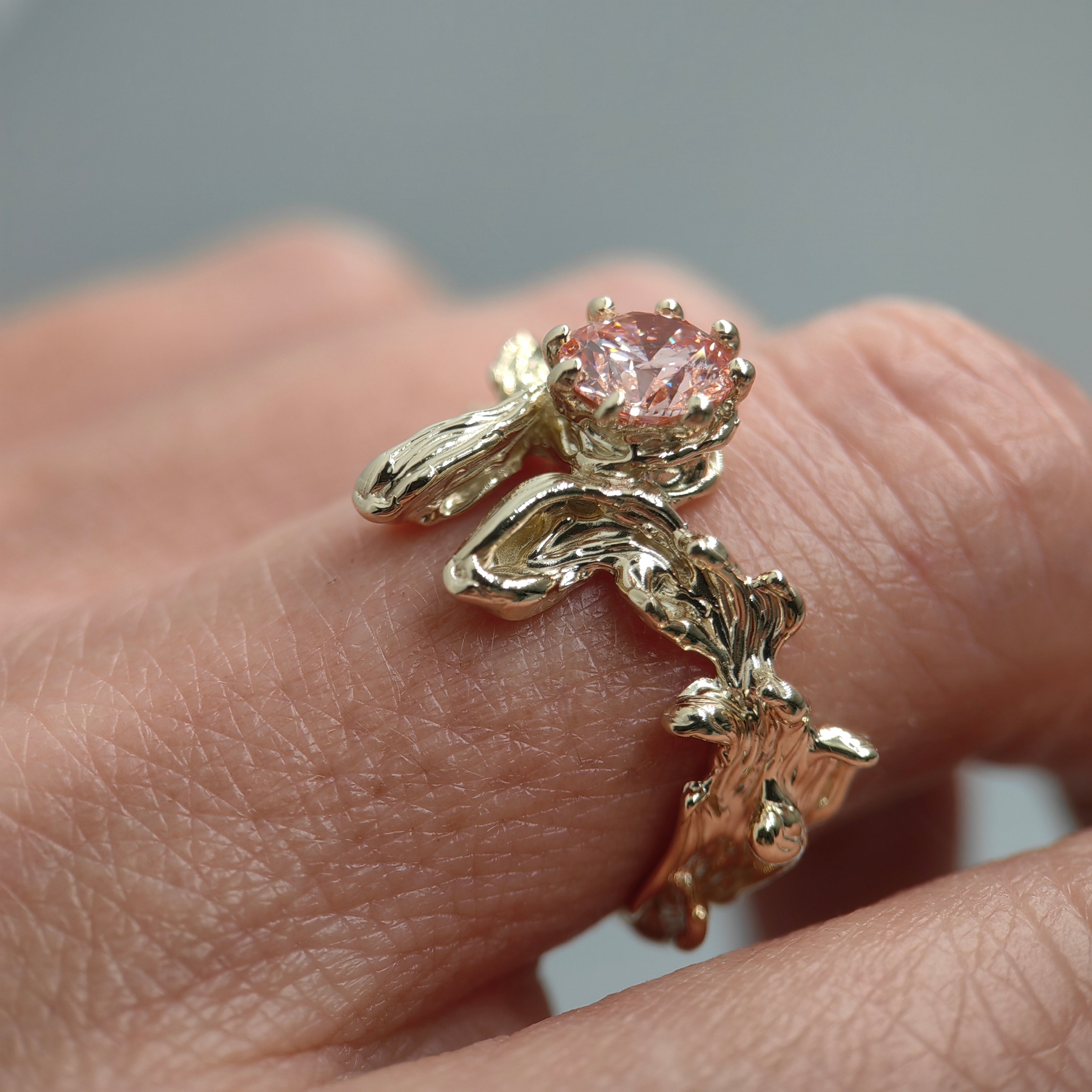 Engagement 1.01ct Pink Diamond Sculpture Gold Ring • Size 55 • Unique 1/1 Engagement 1.01ct Pink Diamond Sculpture Gold Ring • Size 55 • Unique 1/1