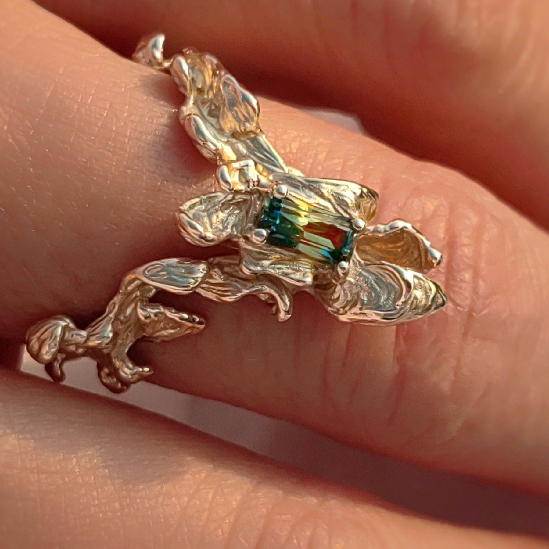 Statement Party Sapphire Gold Ring • Size 51 • Unique 1/1