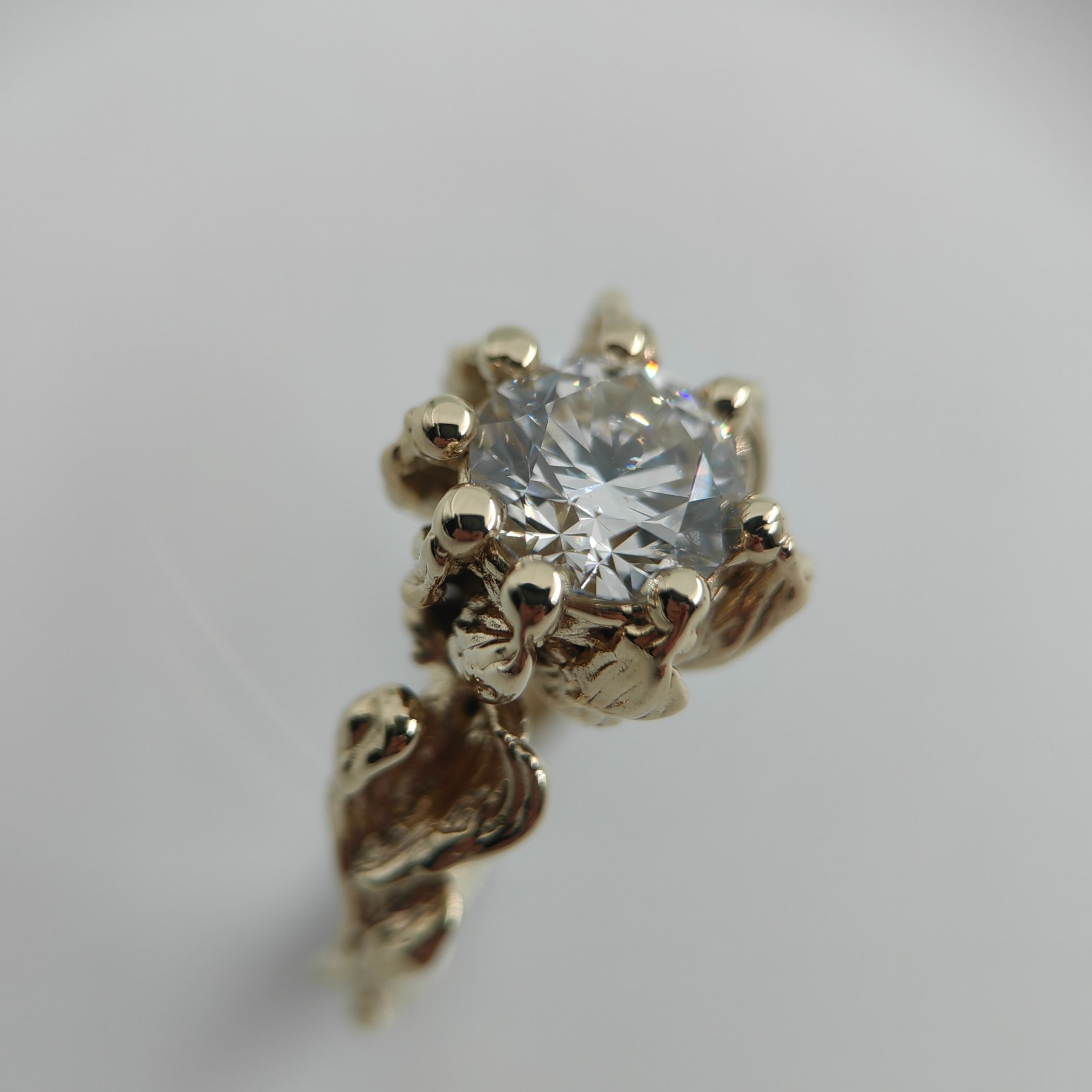 Engagement 2.56ct White Diamond Organic Shape Gold Ring • Size 59 • Unique 1/1