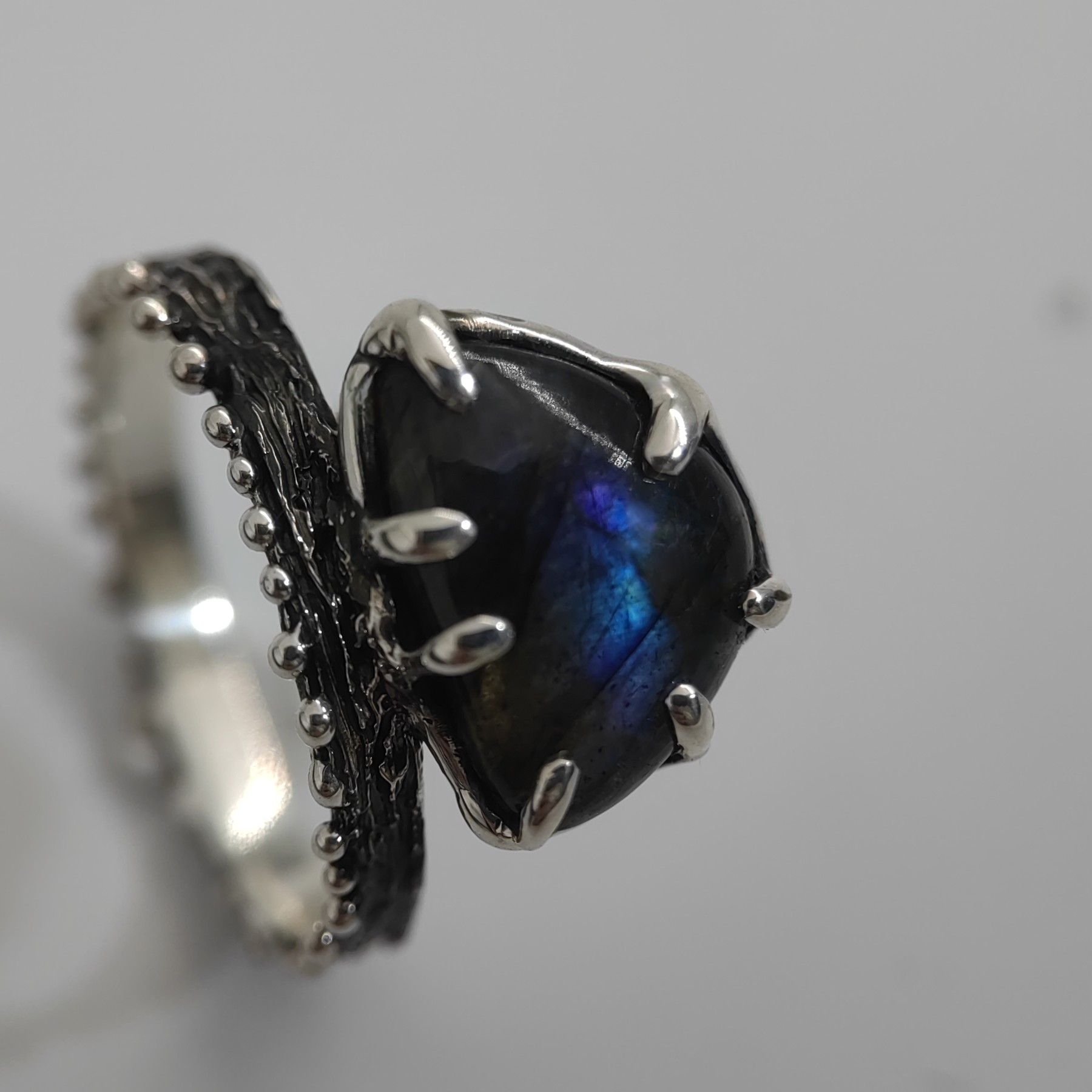 Engagement Sterling Silver Ring Blue Labradorite • Size 59 • Unique 1/1 Engagement Sterling Silver Ring Blue Labradorite • Size 59 • Unique 1/1