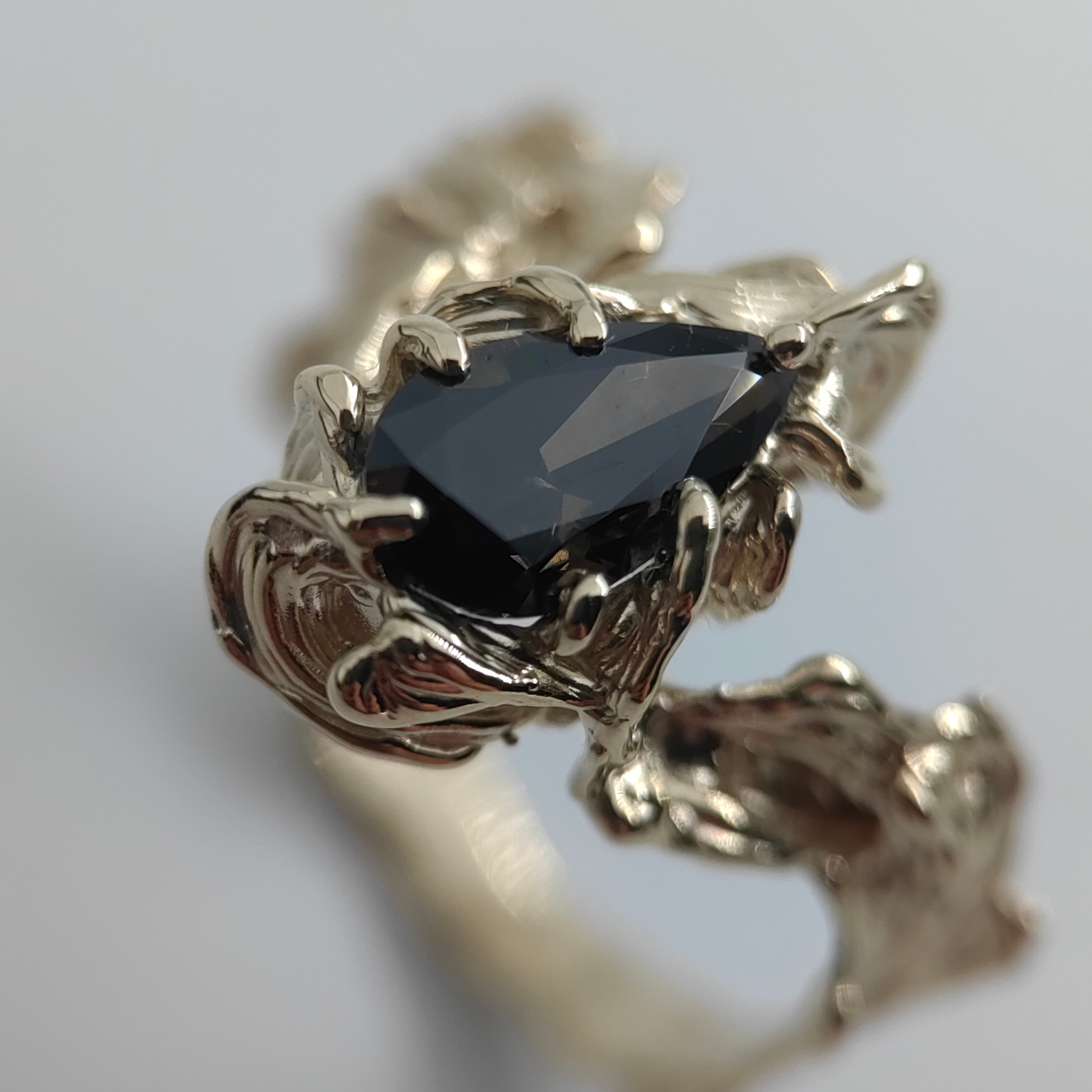 Engagement 1.47ct Black Diamond Organic Gold Ring • Size 64 • Unique 1/1