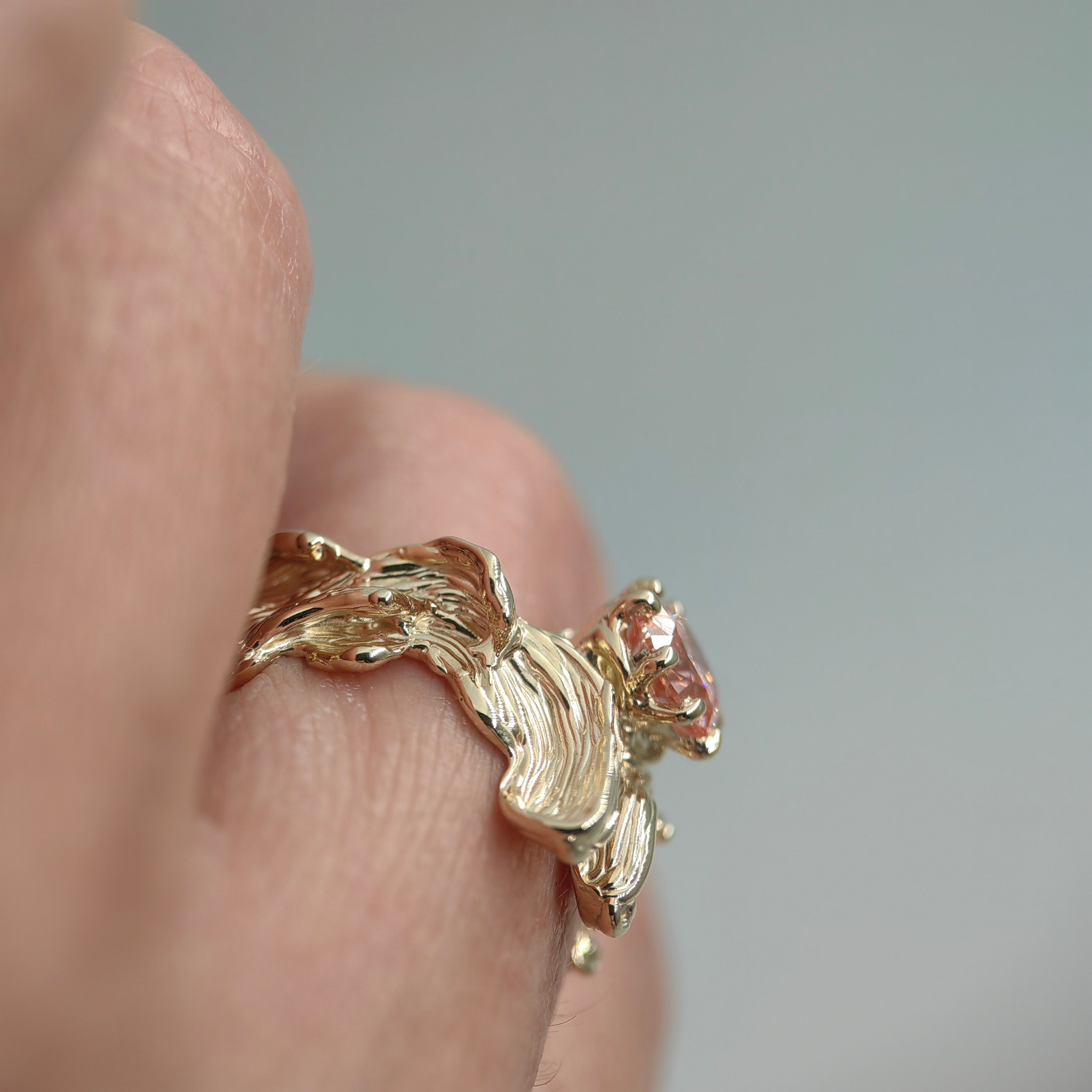 Engagement 1.01ct Pink Diamond Sculpture Gold Ring • Size 55 • Unique 1/1 Engagement 1.01ct Pink Diamond Sculpture Gold Ring • Size 55 • Unique 1/1