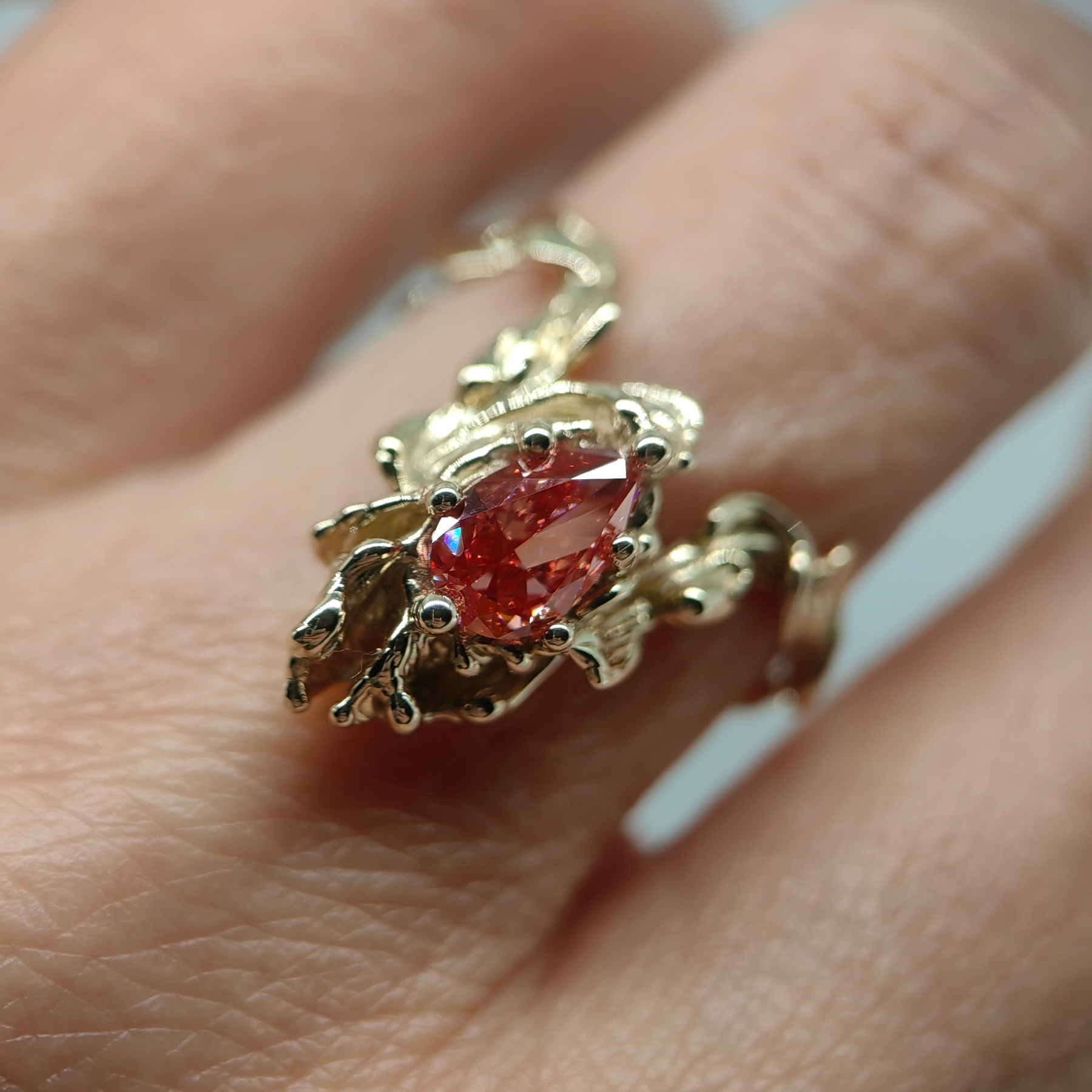 Engagement 1.12ct Pink Diamond Statement Gold Ring • Size 59 • Unique 1/1 Engagement 1.12ct Pink Diamond Statement Gold Ring • Size 59 • Unique 1/1
