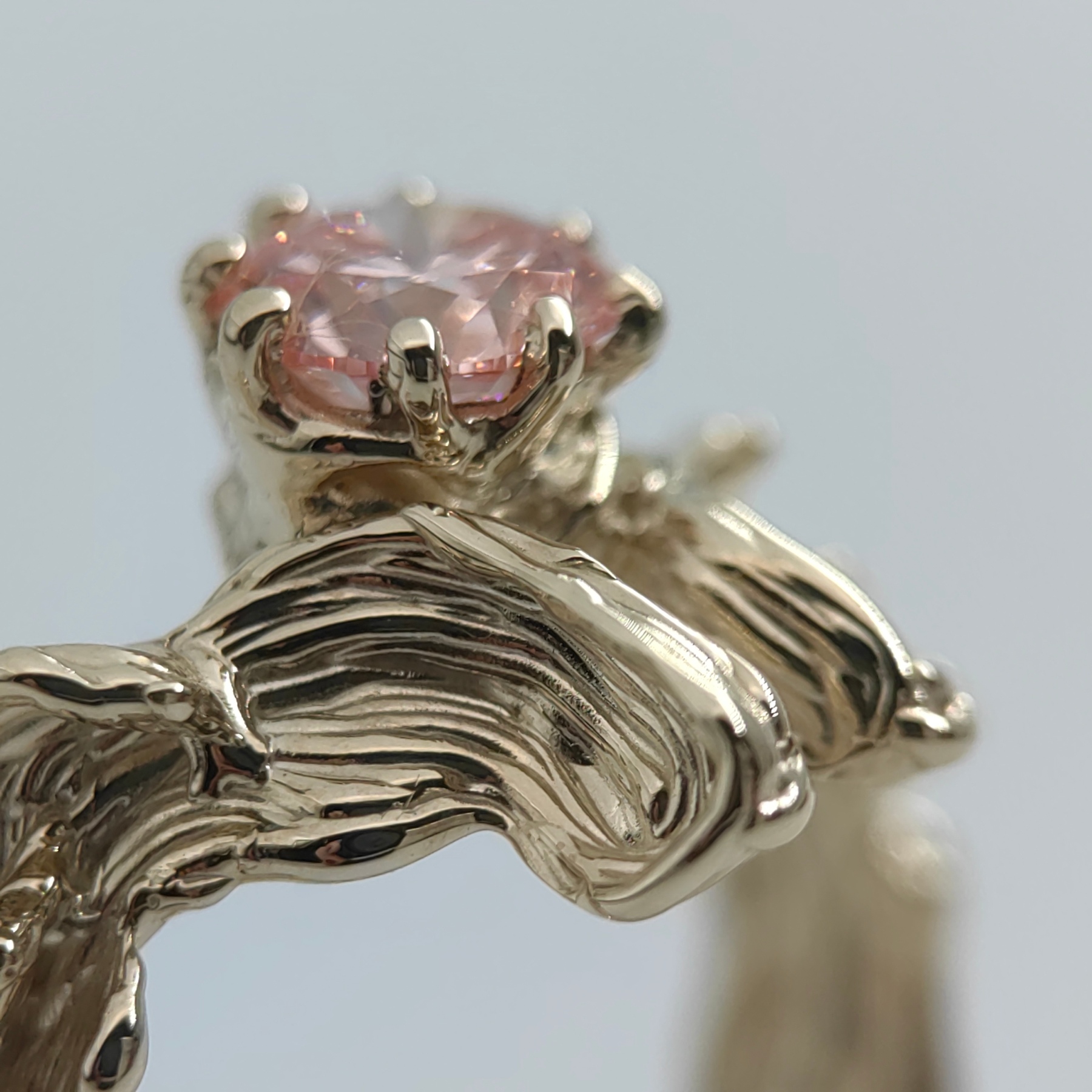 Engagement 1.01ct Pink Diamond Sculpture Gold Ring • Size 55 • Unique 1/1 Engagement 1.01ct Pink Diamond Sculpture Gold Ring • Size 55 • Unique 1/1