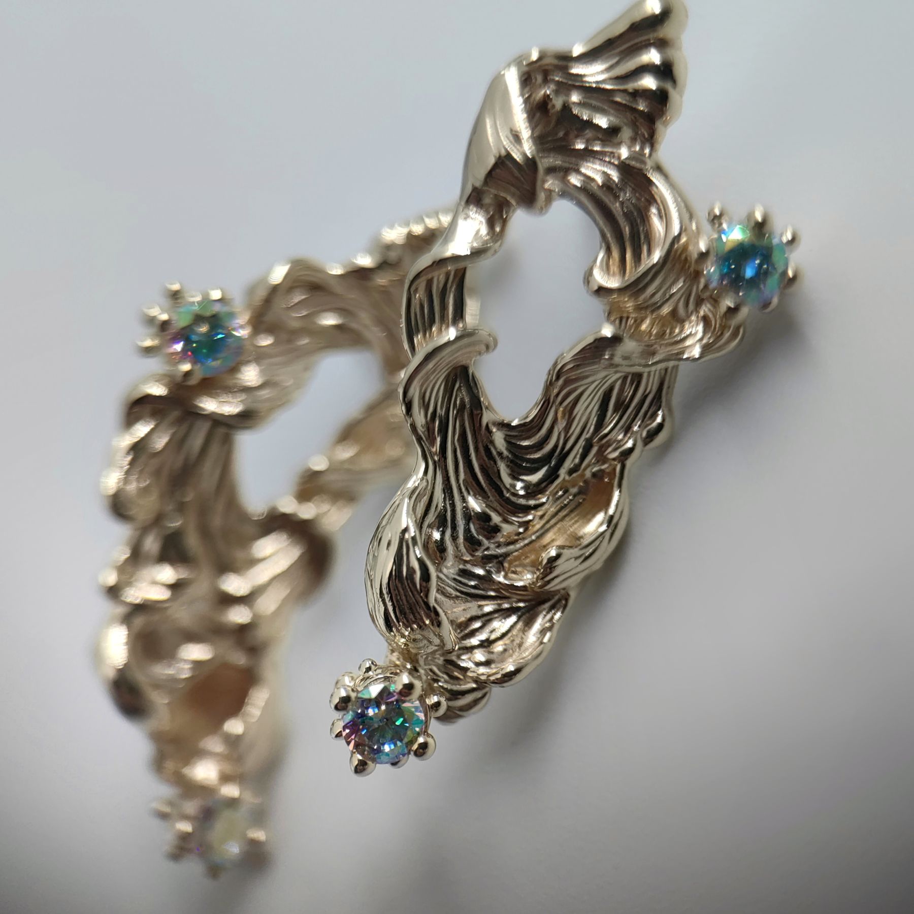 Statement Stud 3mm Mermaid Gold Earrings • Unique 1/1