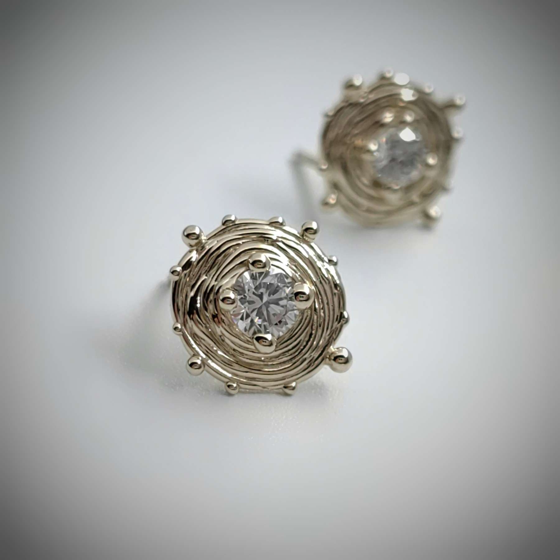 Wave 0.25ct White Diamond Gold Earrings • Unique 1/1