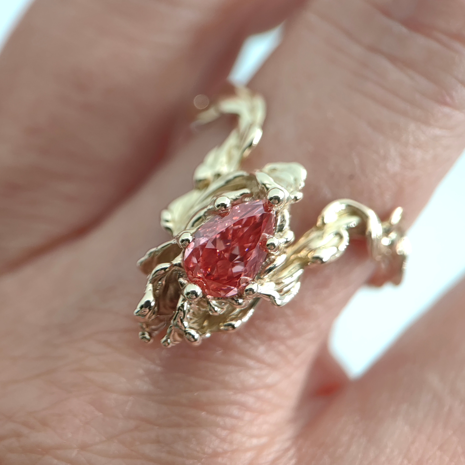 Engagement 1.12ct Pink Diamond Statement Gold Ring • Size 59 • Unique 1/1 Engagement 1.12ct Pink Diamond Statement Gold Ring • Size 59 • Unique 1/1