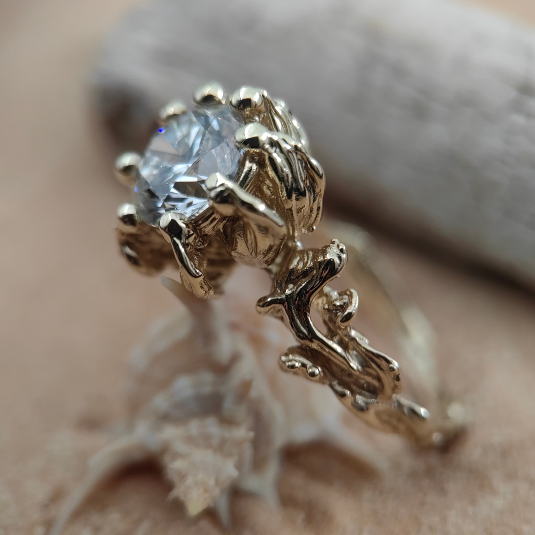 Engagement 2.56ct White Diamond Organic Shape Gold Ring • Size 59 • Unique 1/1 Engagement 2.56ct White Diamond Organic Shape Gold Ring • Size 59 • Unique 1/1