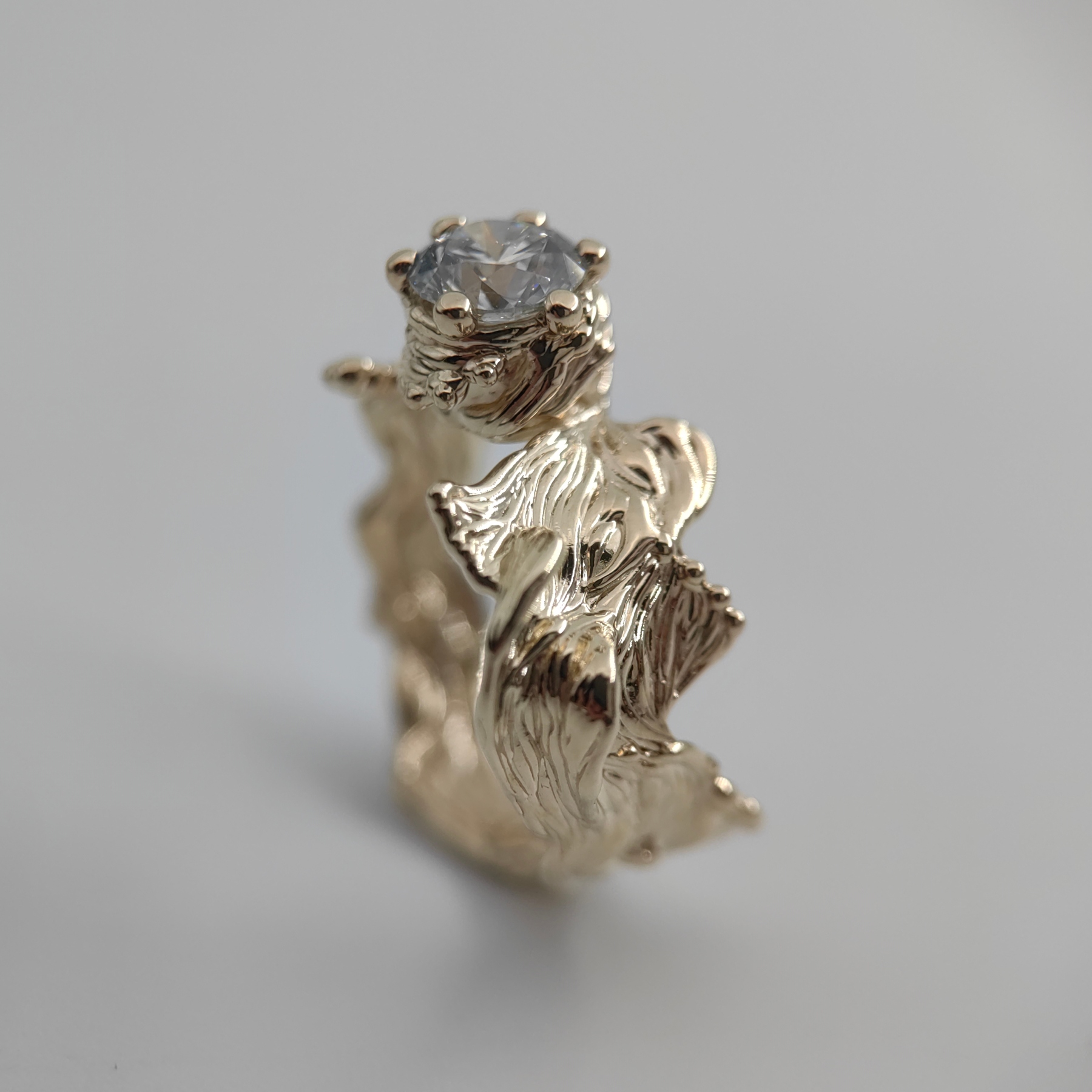 Engagement 1.03ct White Diamond Organic Band Gold Ring • Size 55 • Unique 1/1 Engagement 1.03ct White Diamond Organic Band Gold Ring • Size 55 • Unique 1/1