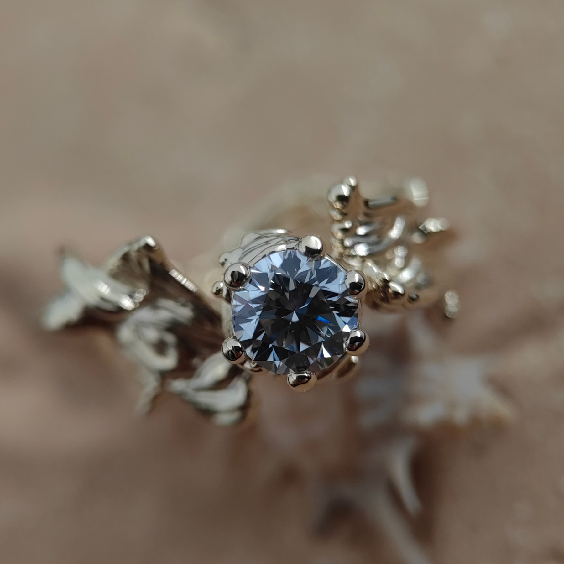 Engagement 1.03ct White Diamond Organic Band Gold Ring • Size 55 • Unique 1/1 Engagement 1.03ct White Diamond Organic Band Gold Ring • Size 55 • Unique 1/1