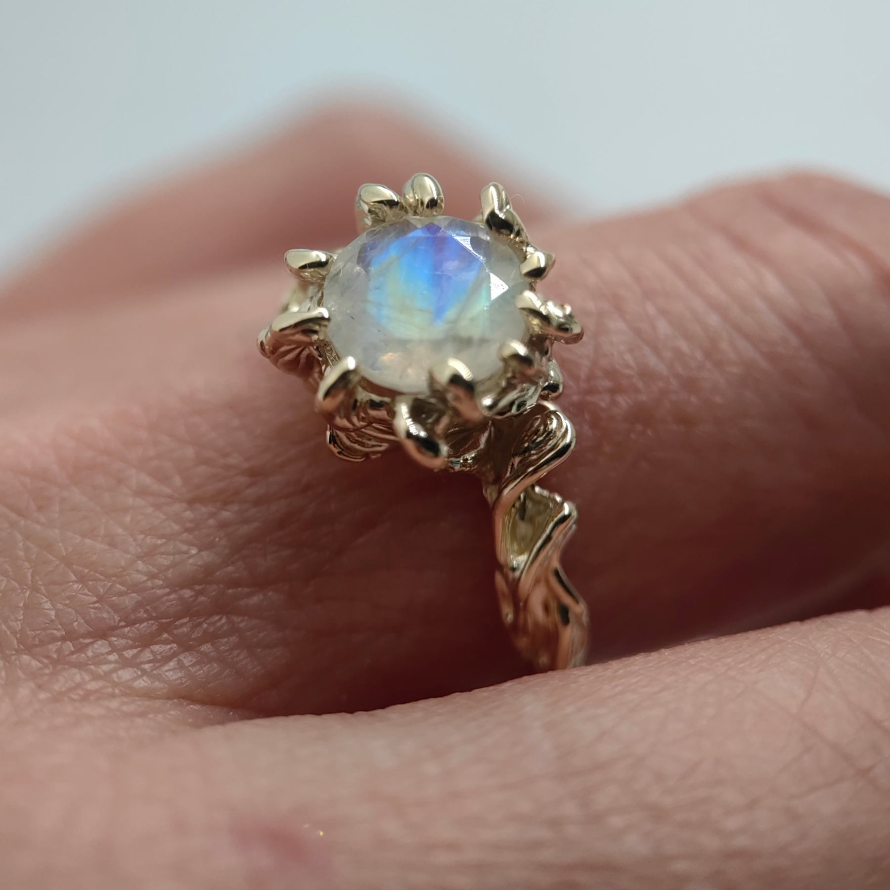 Engagement Moonstone Gold Ring • Size 63 • Unique 1/1