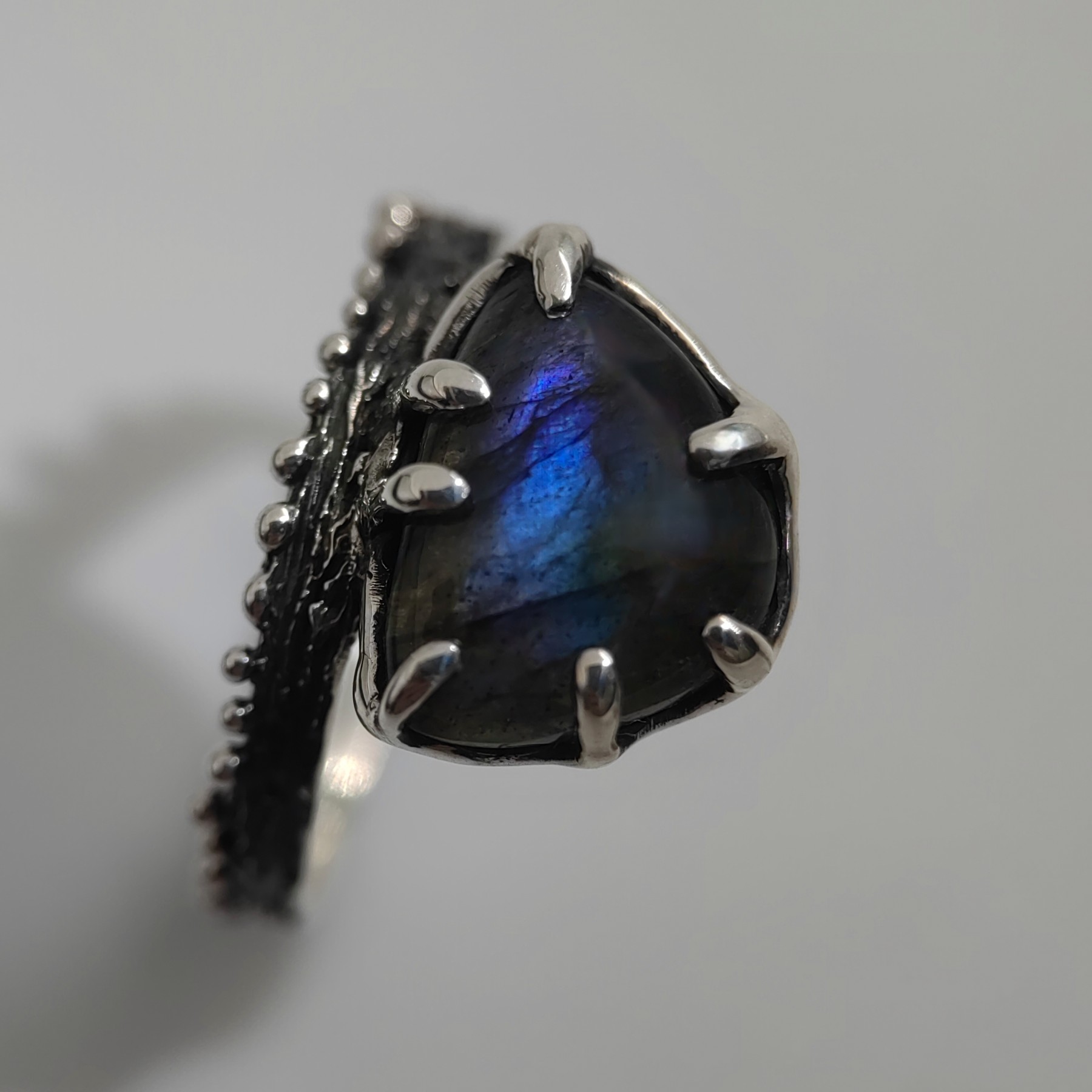 Engagement Sterling Silver Ring Blue Labradorite • Size 59 • Unique 1/1 Engagement Sterling Silver Ring Blue Labradorite • Size 59 • Unique 1/1