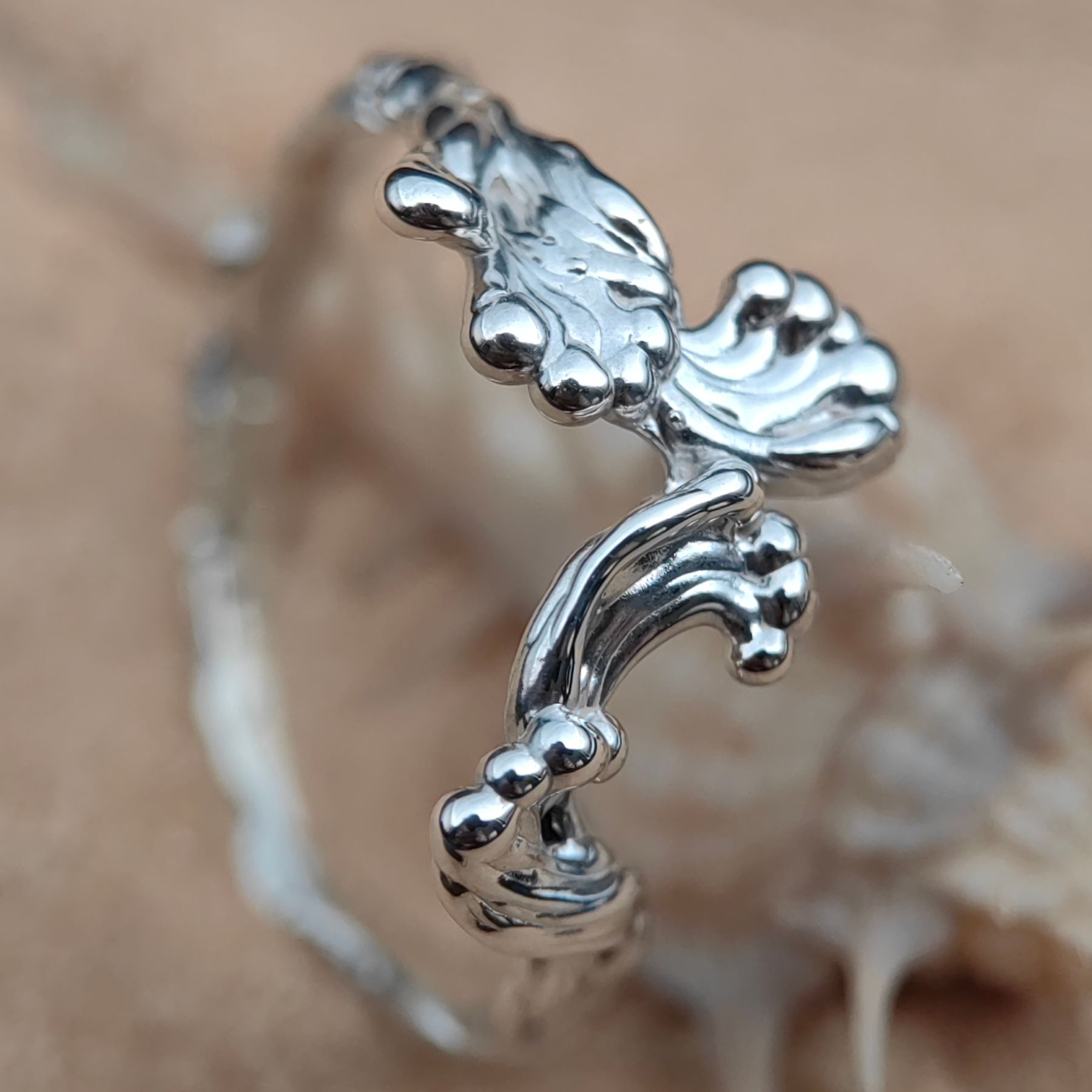Statement Organic Polished Sterling Silver Ring • Size 61 • Unique 1/1