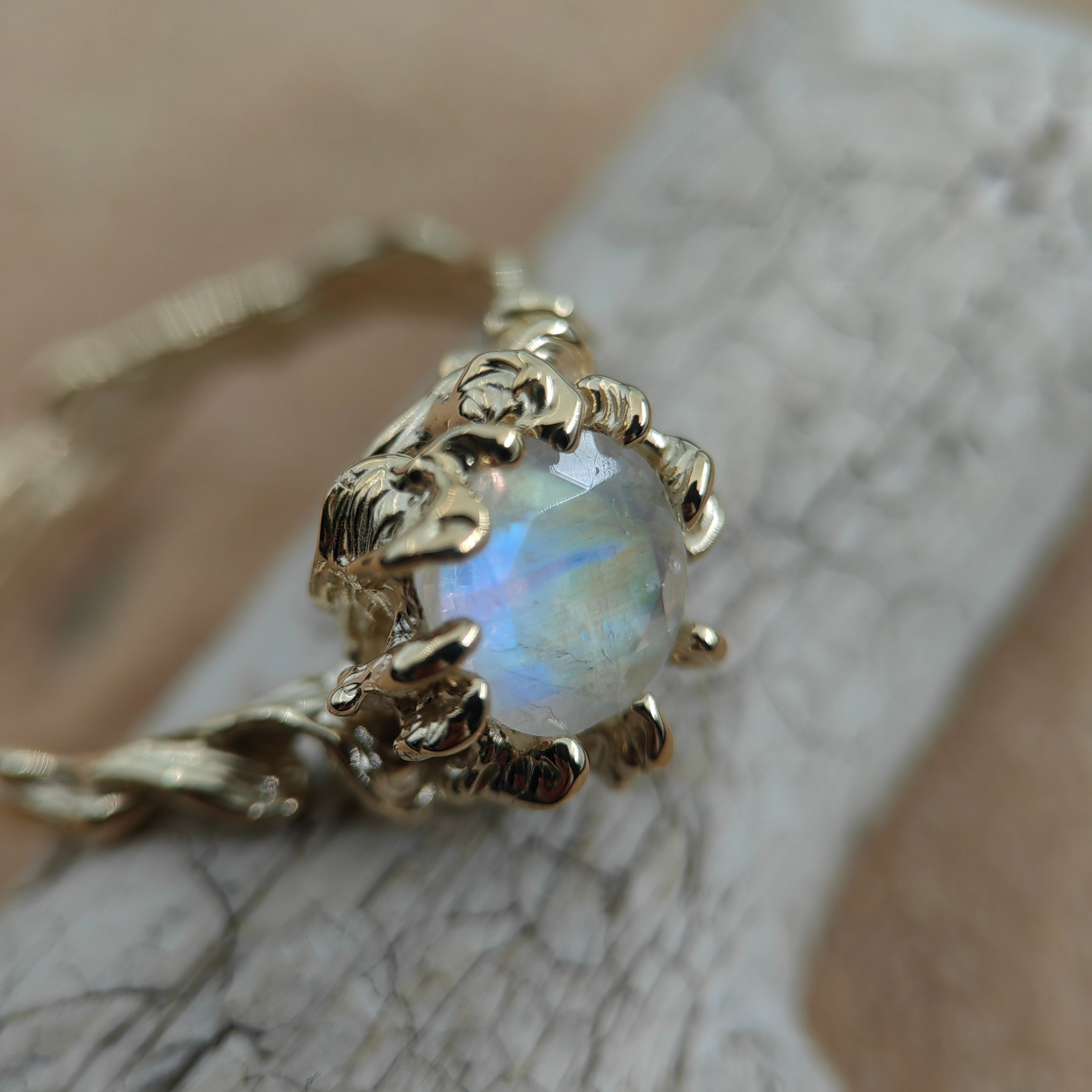 Engagement Moonstone Gold Ring • Size 63 • Unique 1/1 Engagement Moonstone Gold Ring • Size 63 • Unique 1/1