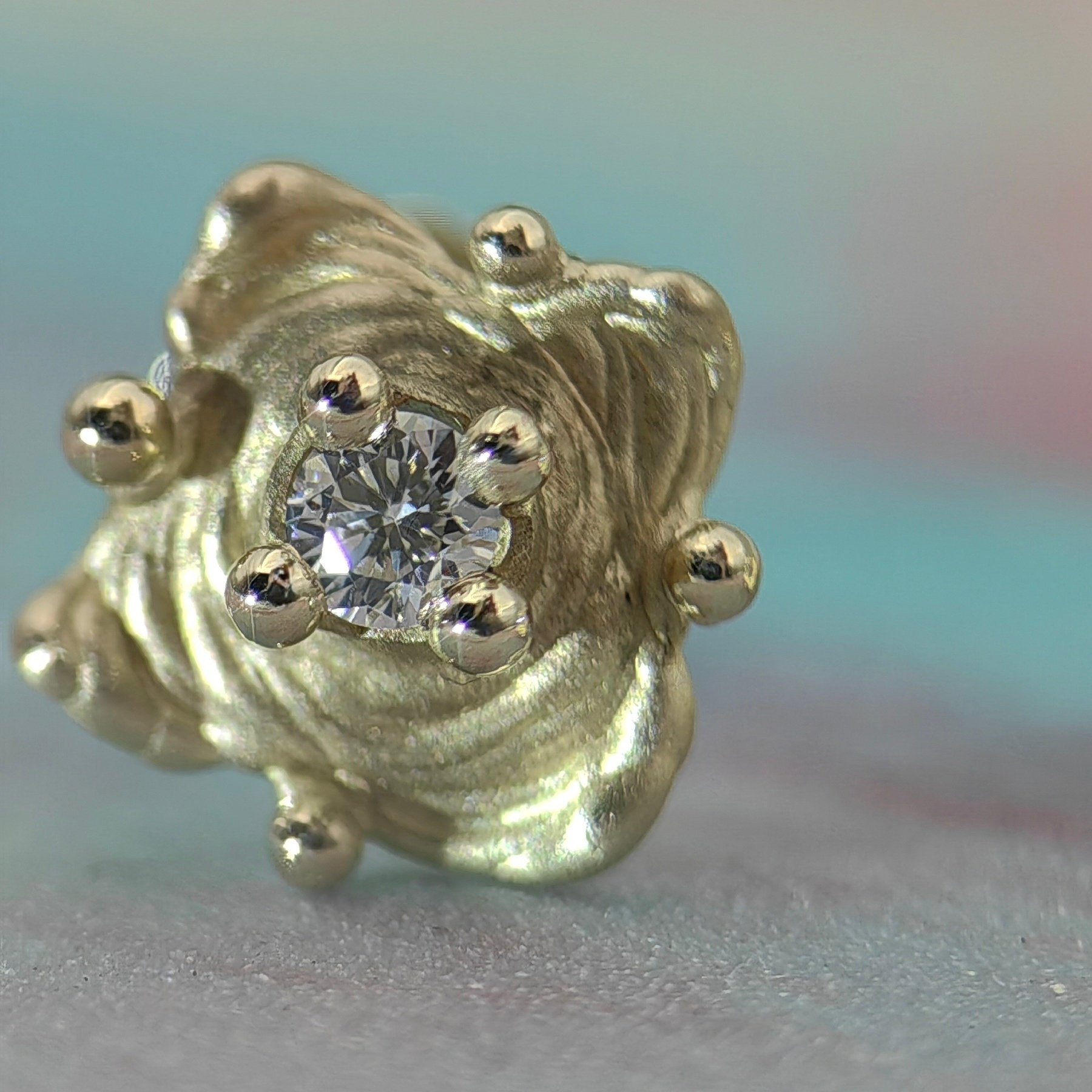 Wave 0.06ct White Diamond Gold Earrings • Unique 1/1