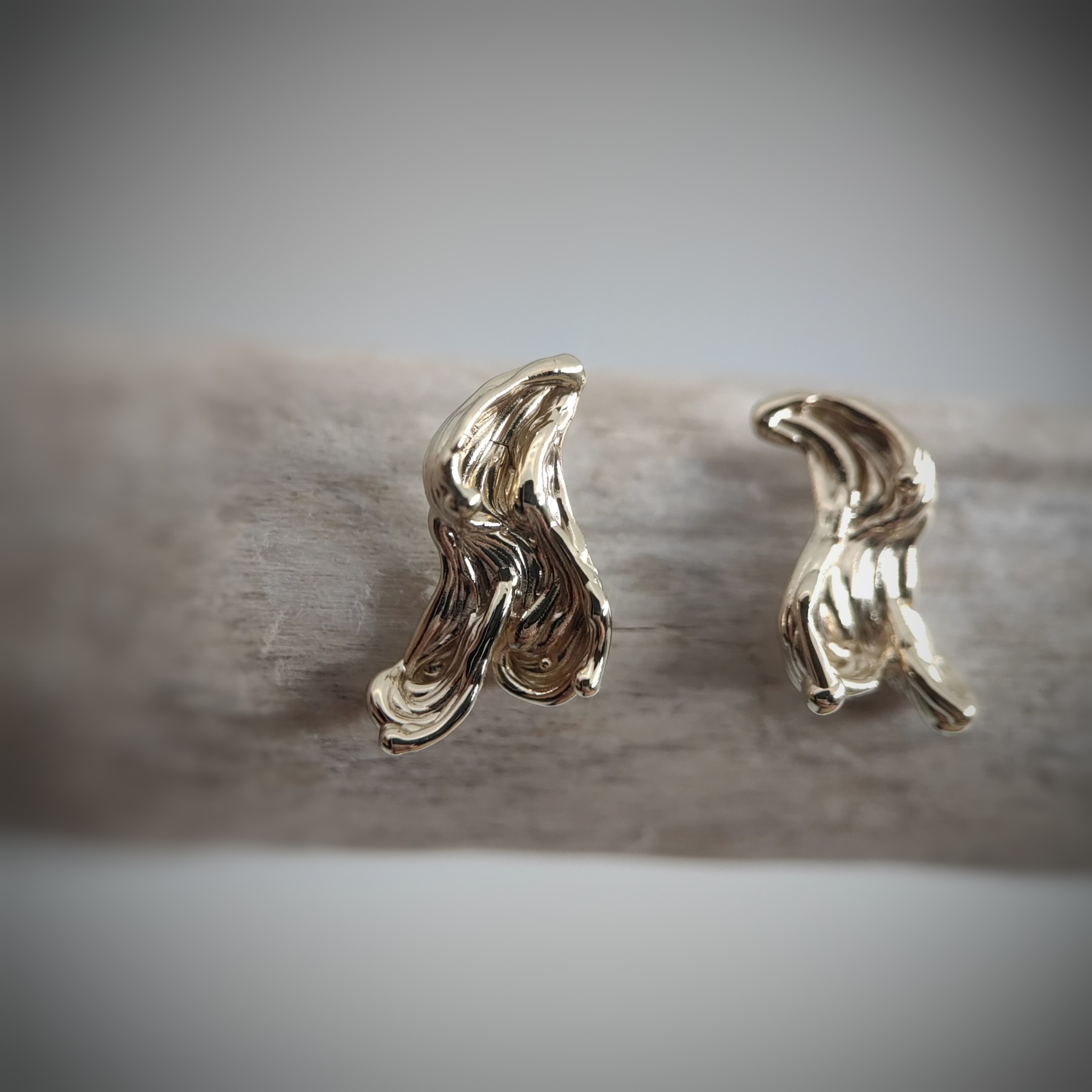 Stud Organic Sculptural Gold Earrings • Unique 1/1 Stud Organic Sculptural Gold Earrings • Unique 1/1