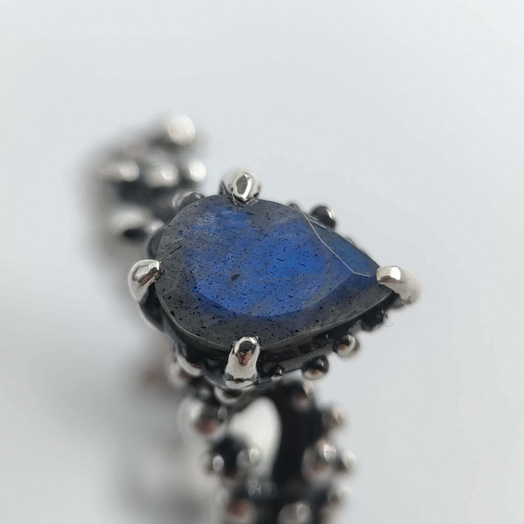 Statement Silver Ring Blue Pear Labradorite • Size 58 • Unique 1/1