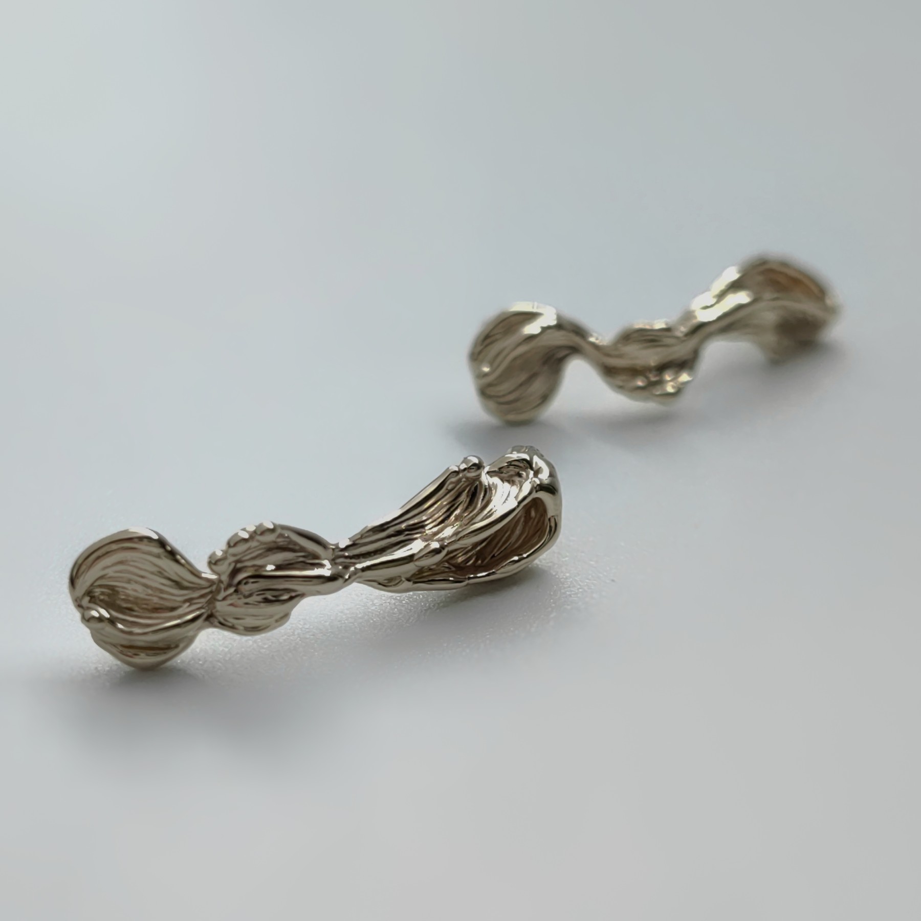 Stud Long Organic Gold Earrings • Unique 1/1