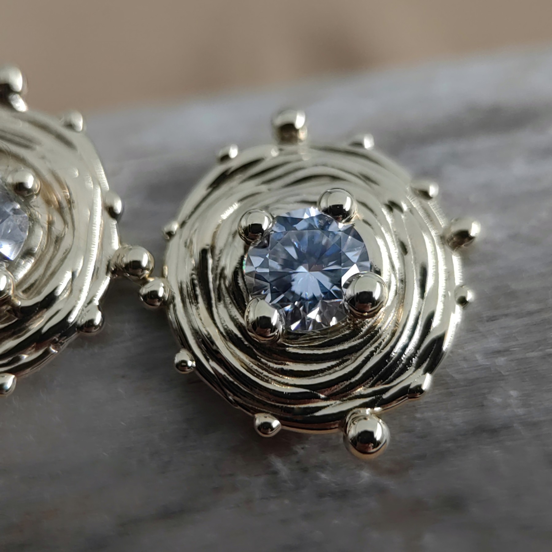 Stud 0.25ct White Diamond Gold Earrings • Unique 1/1