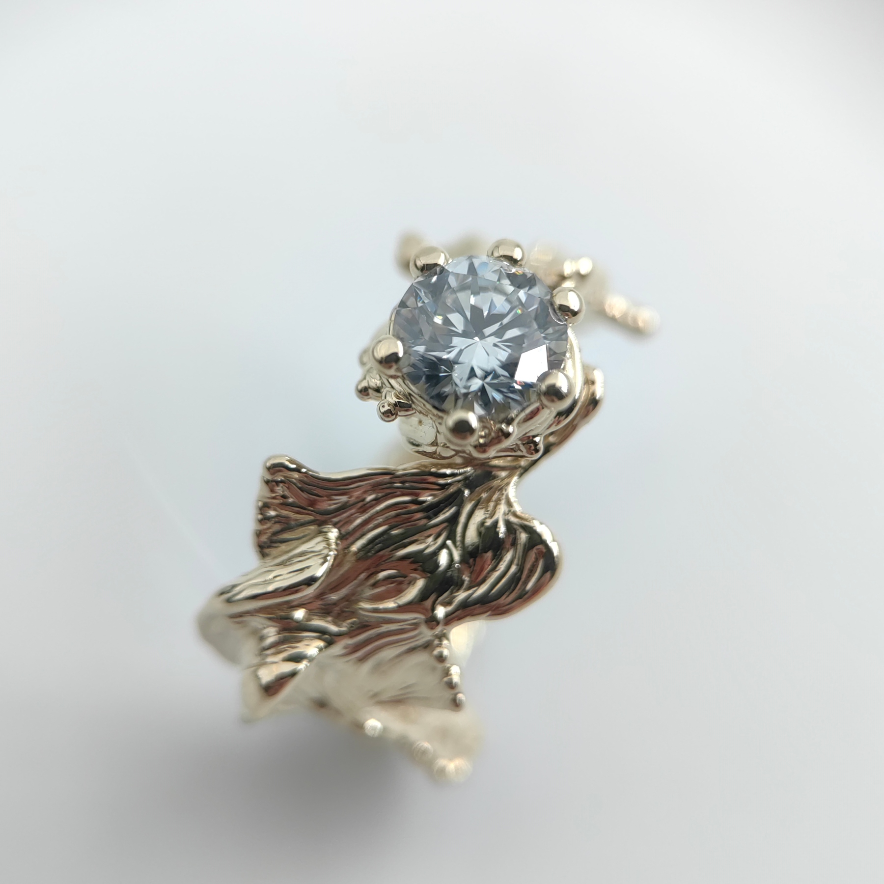 Engagement 1.03ct White Diamond Organic Band Gold Ring • Size 55 • Unique 1/1