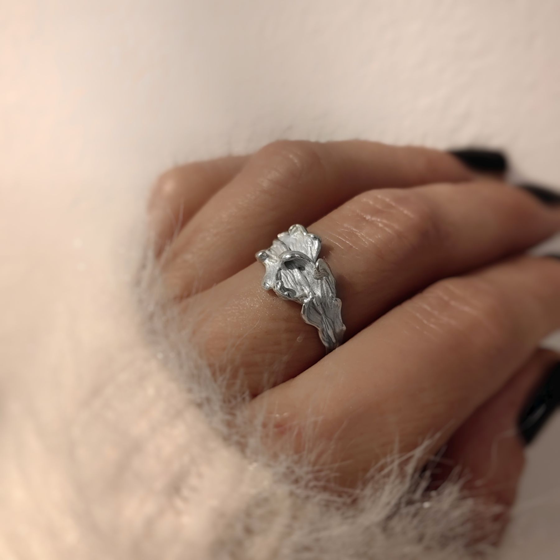 Statement Sculptural Organic Silver Band Ring • Size 52 • Unique 1/1