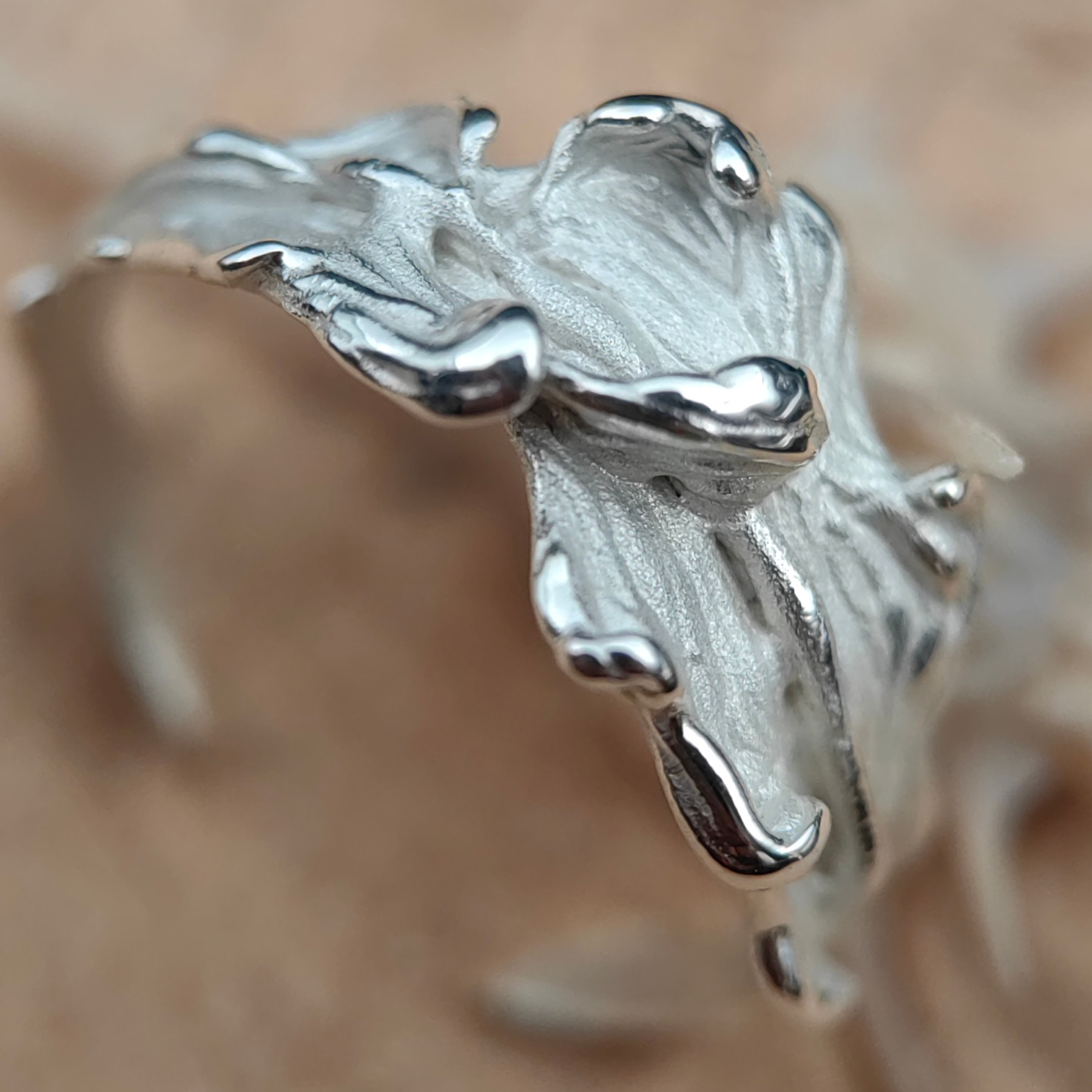 Statement Sculptural Organic Silver Band Ring • Size 52 • Unique 1/1