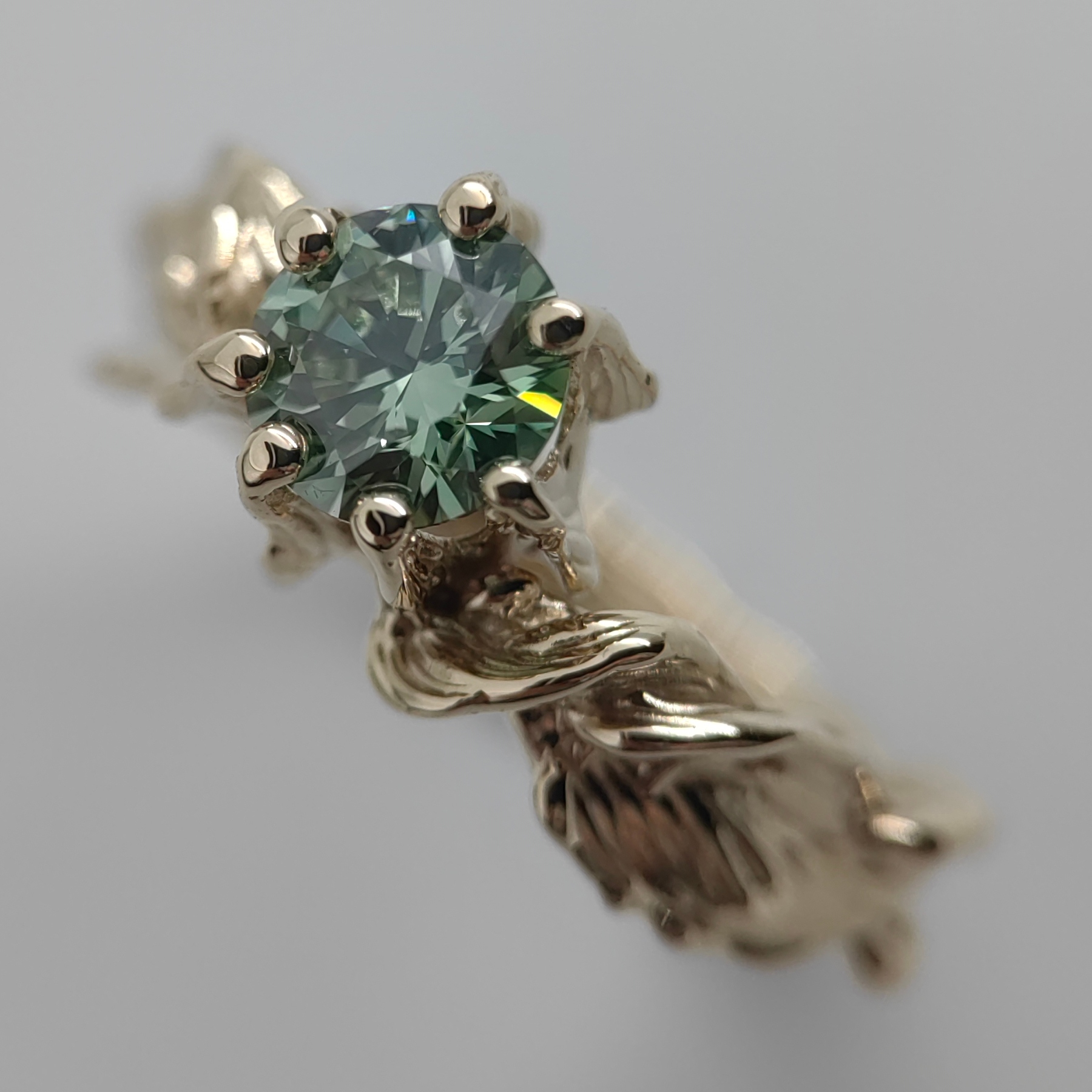 Engagement 0.99ct Green Diamond Organic Gold Ring • Size 59 • Unique 1/1