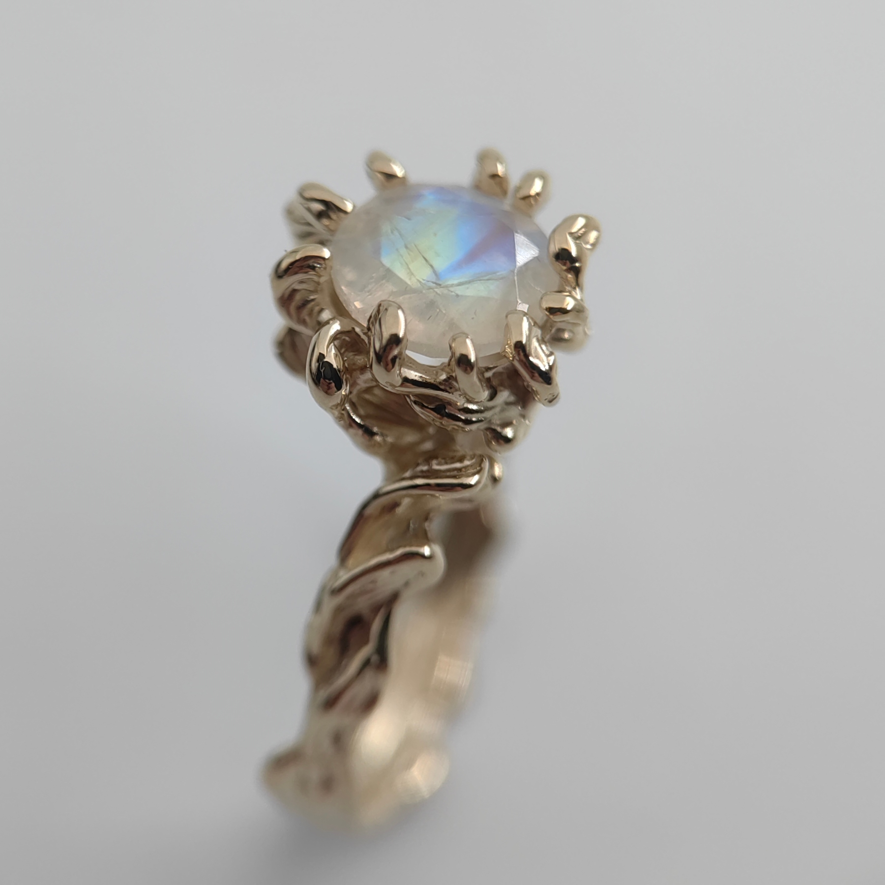 Wave Moonstone Gold Ring • Size 63 • Unique 1/1
