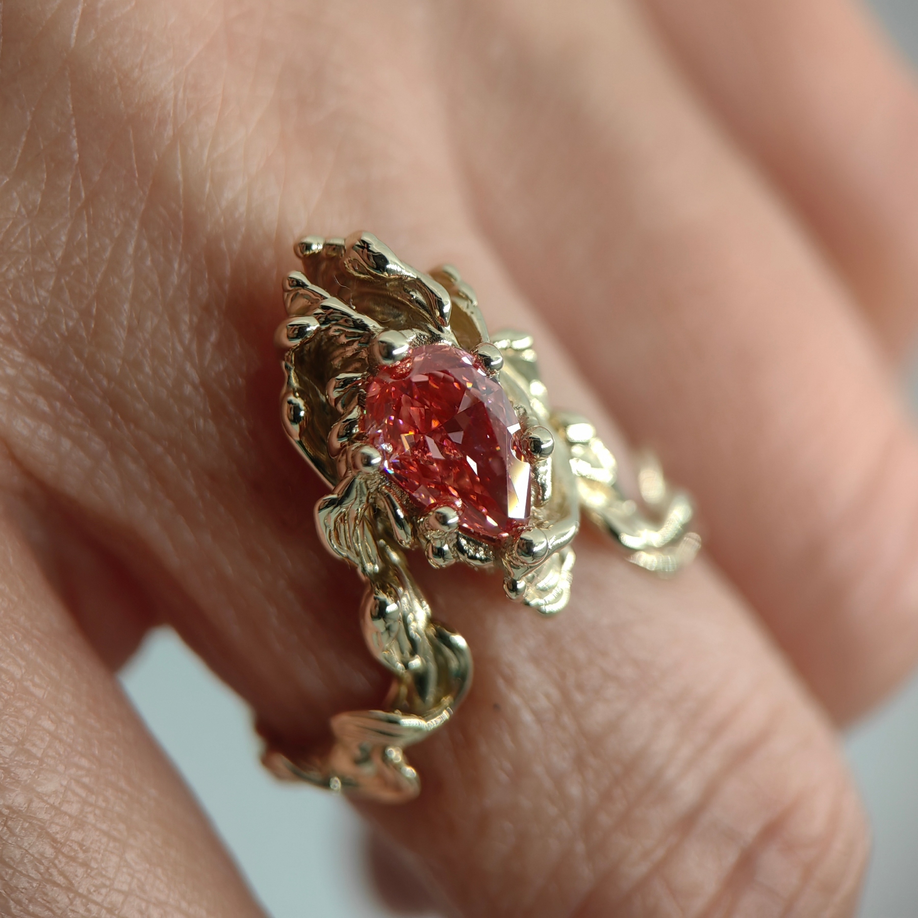 Engagement 1.12ct Pink Diamond Statement Gold Ring • Size 59 • Unique 1/1 Engagement 1.12ct Pink Diamond Statement Gold Ring • Size 59 • Unique 1/1
