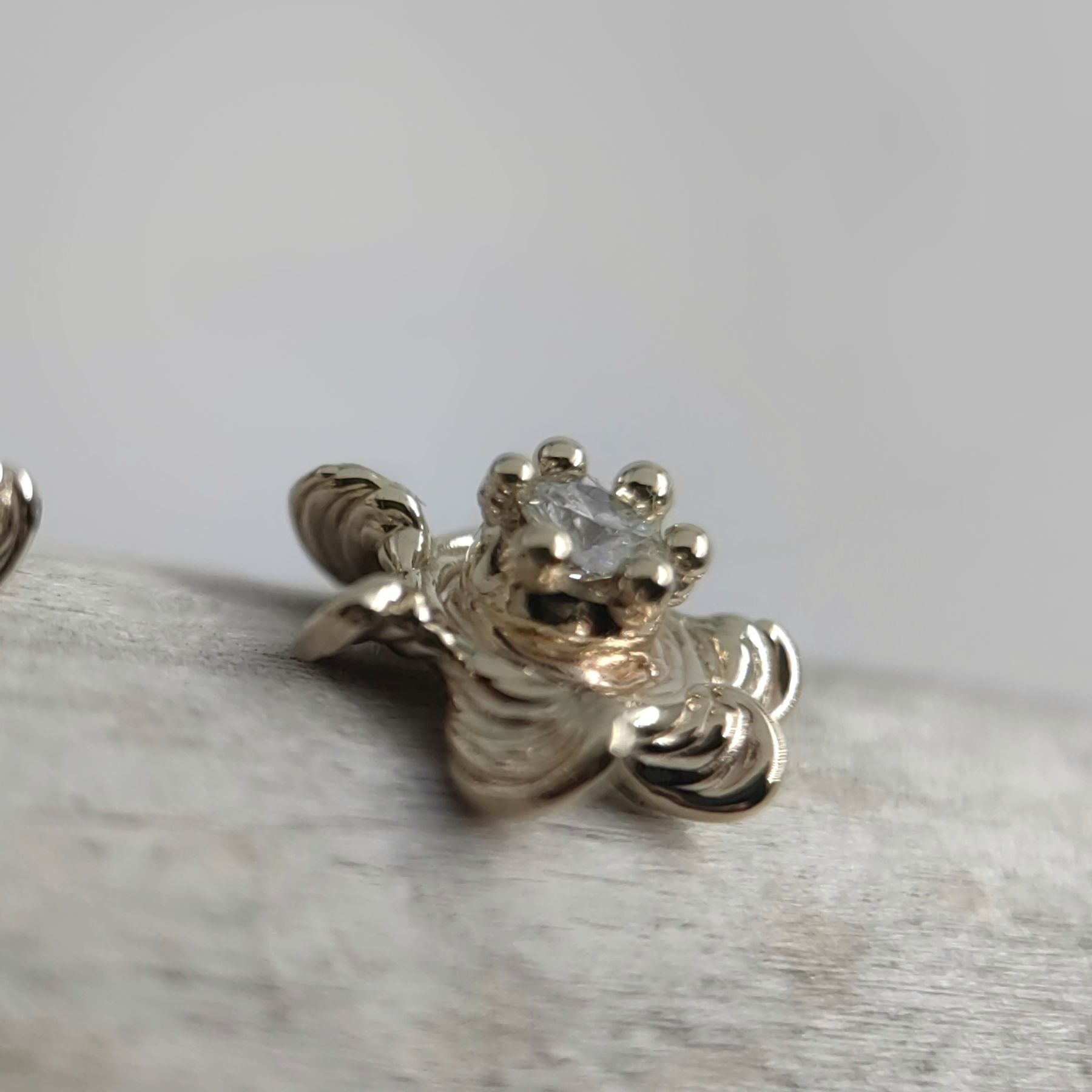 Stud Star 0.06ct White Diamond Gold Earrings • Unique 1/1
